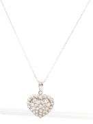 14kt White gold 1ctw Pave halo diamond heart shaped pendant on chain