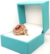 Fantastic 12.55CTS Emerald-Cut Ruby, 9.30CTW Multi-Colored Tourmaline & 2.80CTW Diamond Ring in 14K 