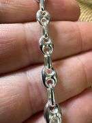 Italian 925 Sterling Silver 6mm Puffed Mariner Anchor Chain 22" Necklace
