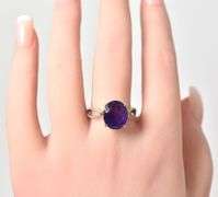 Amazing 10K Yellow Gold Amethyst Gemstone Ring with Diamond Accents