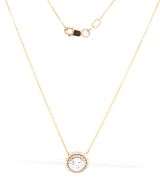 14kt Yellow gold 1ct round brilliant cut diamond with 0.25ctw double halo pendant on chain