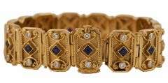 2.25ctw Princess Sapphire and 1.50ctw Diamond Etruscan Link Bracelet in 18K