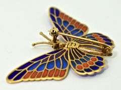 Enchanting 18K Plique a Jour Butterfly Brooch