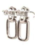 18kt White gold 0.60ctw pave diamond link dangle earrings