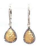 Stylish 14K W&Y Earring & Pendant Suite with Diamonds