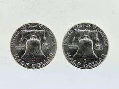 (2) 1963 Franklin Silver Half Dollars, UNC