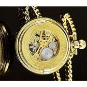 23K Gold-Plated Men's Skeleton Pocket Watch