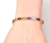Dazzling 14K Yellow Gold Multi-Gemstone Bracelet