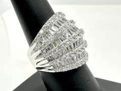 Dazzling 14 Kt White Gold Plate Huge 21.5 Ctw Simulated Diamond Ring