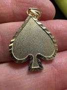 10K Yellow Gold Spades Card Suit Pendant