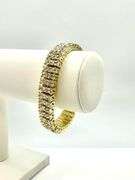 Yellow Gold Plated 3 Row Simulated Diamond Tennis Bracelet