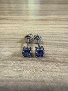 Rhodium Plated Sterling Silver 925 Lab Grown Sapphire 0.67ct (4mm) Earrings (Pair)