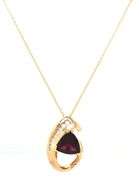 14kt Yellow gold Trillion garnet and channel set diamond slide pendant on chain