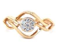 10kt Yellow gold round pave diamond Infinity ring