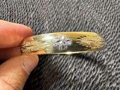 14k Yellow White Rose Tri Color Gold 8" Adjustable Bangle Bracelet 10mm Wide