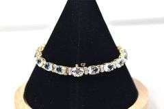 Beautiful 14K Yellow Gold Aquamarine Gemstone Bracelet with Diamond Accents