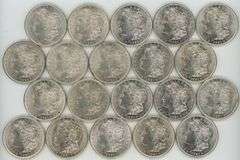 Frosty-white Choice BU Roll of 20 1921 Morgan Silver Dollars