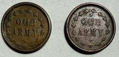 Two 1864 Patriotic CW Tokens