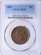 1852 Braided Hair Large Cent PCGS XF-45 BN Strong Detail, Honest Circulation, Classic Copper Type