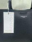 Stylish Black Tote Bag With Decorative Scarf, by David Jones, Paris