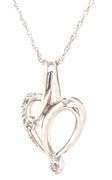 10kt White gold diamond heart shaped pendant on chain necklace