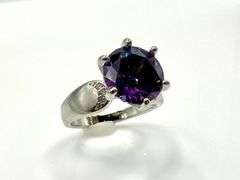14 Kt, White Gold Plate 3.5 Ct Vs1 Russian Color Change Lab Simulated Alexandrite Ring