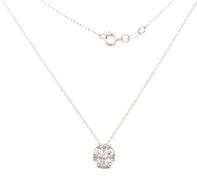 14kt White gold 0.40ctw diamond cluster oval shaped pendant on chain
