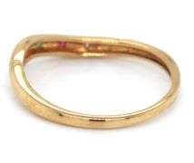18kt Yellow gold Scatter ruby, sapphire, emerald and diamond curved band