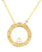 14kt Yellow gold 0.15ctw white and yellow diamond circle pendant on chain