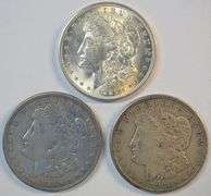 1921 P-D-S Morgan Silver Dollars. Last year of issue for Morgans