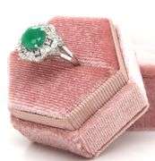 Sparkling 2.70CTS Round Faceted Natural Emerald & 0.88CTW Diamond Ring in Sterling Silver