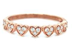 10kt Yellow gold diamond accent heart band