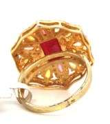 Fantastic 12.55CTS Emerald-Cut Ruby, 9.30CTW Multi-Colored Tourmaline & 2.80CTW Diamond Ring in 14K 