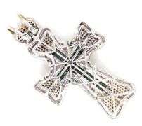 Impressive 14K WG Cross Pendant with Colored Diamonds