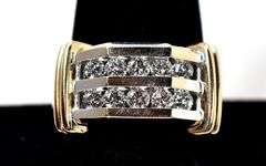 Sparkling 14K White and Yellow Gold Approx. 1.00CTW Diamond Ring