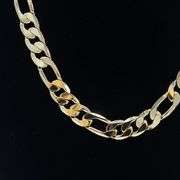 Huge 123.7 Gram 14 Kt Yellow Gold Plate Italian Figaro Link Necklace