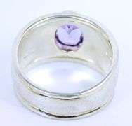 Wide Sterling Silver Amethyst Ring, Size 8.5