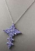 925 Sterling silver Tanzanite cross pendant on chain