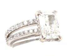 18kt White gold 2.55ct Cushion cut lab grown and 0.55ctw diamond under halo wedding set