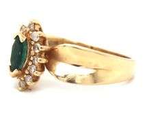 Estate 14K YG Marquise Emerald Ring