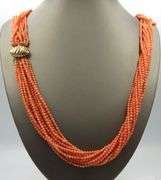 Coral beaded twisted necklace