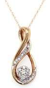 Set of 10kt Yellow gold diamond cluster teardrop pendant on chain and earrings