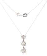14kt White gold 0.30ctw 3 cluster diamond pendant on chain