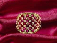 Yellow Gold Plate 5.75 Cttw CZ Ruby Ring