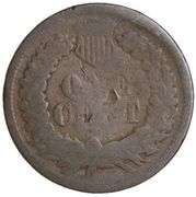 1869 Indian Head Cent AG (About Good) Full Date, Copper Penny
