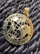 10K Yellow Gold Globe "The World Is Yours" Pendant