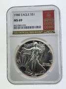 1988 American Silver Eagle, NGC MS69 "Red Book Label"