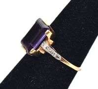 Mysterious 10K Yellow Gold Blue Gemstone Ring with Diamond Accents