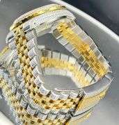 ROLEX STAINLESS STEEL GOLD DIAMOND DIAL JUBILEE BAND WATCH 10.5CT