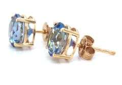 14kt Yellow gold round brilliant cut Mystic topaz stud earrings